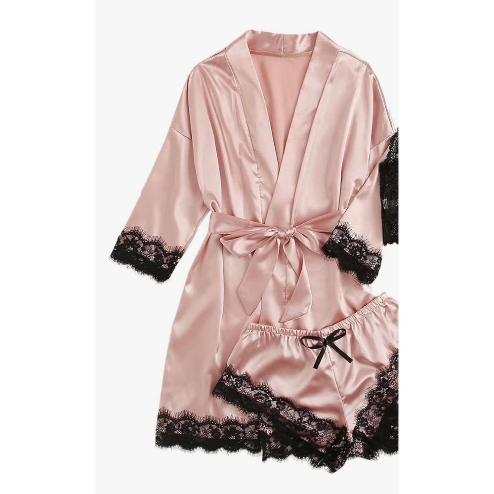 Silk pajamas shorts and robe